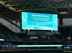 Paddock atmosphere - Lightning storm shelter protocols displayed on a giant screen in the stadium.
03.05.2026