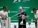 Подиум Гран При Бразилии 2015. Льюис Хэмилтон, Джимми Уодделл и Нико Росберг.
