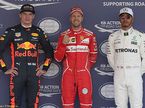 Макс Ферстаппен, Себастьян Феттель и Льюис Хэмилтон