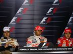Слева направо: Нельсон Пике (Renault), Льюис Хэмилтон (McLaren Mercedes), Фелипе Масса (Ferrari)