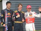 Марк Уэббер, Себастьян Феттель и Хейкки Ковалайнен