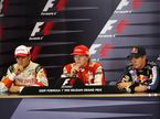 Слева направо: Джанкарло Физикелла, Кими Райкконен, Себастьян Феттель