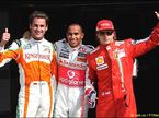 Адриан Сутил, Льюис Хэмилтон и Кими Райкконен