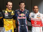 Слева направо: Роберт Кубица, Марк Уэббер, Льюис Хэмилтон