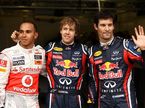 Слева направо: Льюис Хэмилтон, Себастьян Феттель, Марк Уэббер