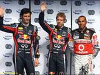 Марк Уэббер, Себастьян Феттель и Льюис Хэмилтон