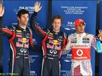 Марк Уэббер, Себастьян Феттель и Льюис Хэмилтон