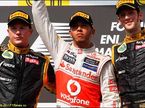 Кими Райкконен, Льюис Хэмилтон и Роман Грожан