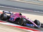 Эстебан Окон за рулём розовой Alpine A522 на тестах в Бахрейне