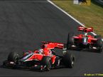 Пилоты Virgin Racing на трассе Гран При Венгрии 2010 года