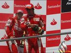 Пилоты Ferrari на призовом подиуме Хоккенхаймринга