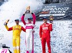 Кайл Кёрквуд, Роман Грожан и Маркус Эриксон на подиуме, фото пресс-службы IndyCar