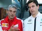 Маурицио Арривабене, руководитель команды Ferrari, и Тото Вольфф, директор Mercedes Motorsport