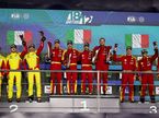Гонщики Ferrari и AF Corse на подиуме в Катаре, фото XPB