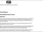 Пресс-релиз FIA