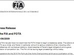 Пресс-релиз FIA