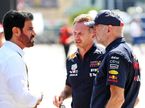 Кристиан Хорнер (в центре), Эдриан Ньюи (справа) и президент FIA Мохаммед бен Сулайем, фото XPB