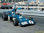 Джеки Стюарт за рулём Tyrrell на трассе Гран При Монако, 1973 год