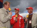 Ники Лауда (справа) и Михаэль Шумахер (в центре)