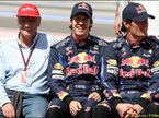 Ники Лауда с гонщиками Red Bull Racing
