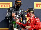 Льюис Хэмилтон и Шарль Леклер на подиуме в Сильверстоуне