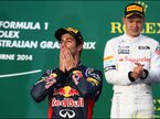 Даниэль Риккардо и Кевин Магнуссен на подиуме Гран При Австралии
