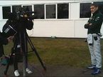 Виталий Петров на базе Caterham во время интервью Sky Sports