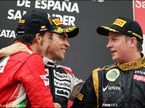 Кими Райкконен, Пастор Мальдонадо и Фернандо Алонсо на подиуме в Барселоне