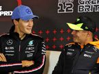 Джордж Расселл и Ландо Норрис на пресс-конференции в Сильверстоуне, фото XPB