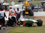 Автодром Сильверстоун. Разбитая машина Адриана Сутила