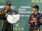 Кими Райкконен и Себастьян Феттель на подиуме Гран При Австралии