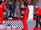 Фредерик Вассёр на подиуме в Монако вместе с гонщиками Скудерии, фото пресс-службы Ferrarri