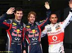 Марк Уэббер, Себастьян Феттель и Льюис Хэмилтон
