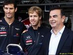 Марк Уэббер, Себастьян Феттель и глава концерна Renault Карлос Гон