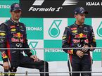 Себастьян Феттель и Марк Уэббер на подиуме в Сепанге