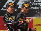 Себастьян Феттель и Марк Уэббер на подиуме Гран При Турции