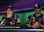 Себастьян Феттель и Марк Уэббер на пресс-конференции после квалификации Гран При Индии