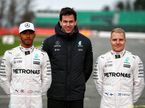 Льюис Хэмилтон, Тото Вольфф и Валттери Боттас на презентации Mercedes