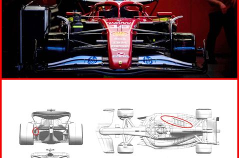 Машина Шарля Леклера в боксах Ferrari в Мехико и иллюстрация, представленная FIA