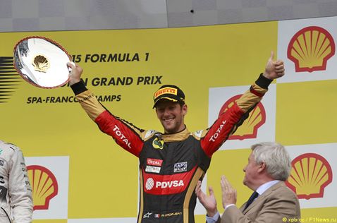 Роман Грожан на подиуме в Спа, 2015 год