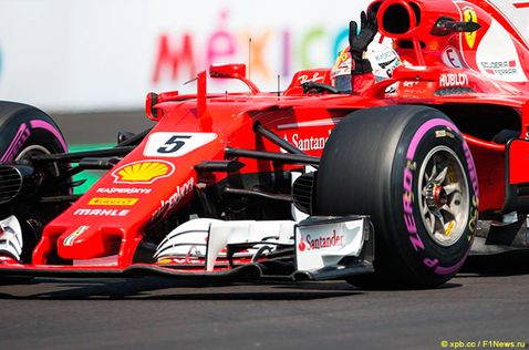 Себастьян Феттель после завоевания поула на Гран При Мексики