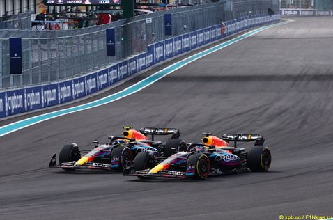 Серхио Перес и Макс Ферстаппен в Майами, 2023 год