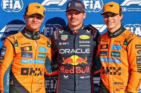 Ландо Норрис, Макс Ферстаппен и Оскар Пиастри